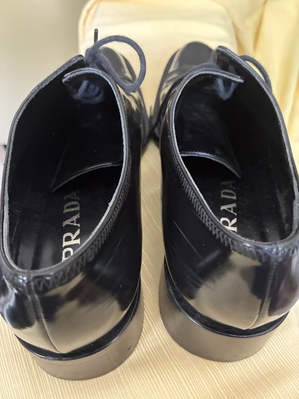 Prada Black Patent Leather Lace-Up Loafers - Picture 6 of 6